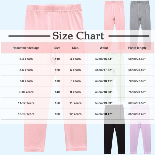 Girls Candy Color Leggings Solid Gray 3-4 Years 2