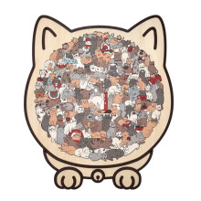 Morandi Cat-Shaped Wooden Jigsaw Puzzle 135 Pieces