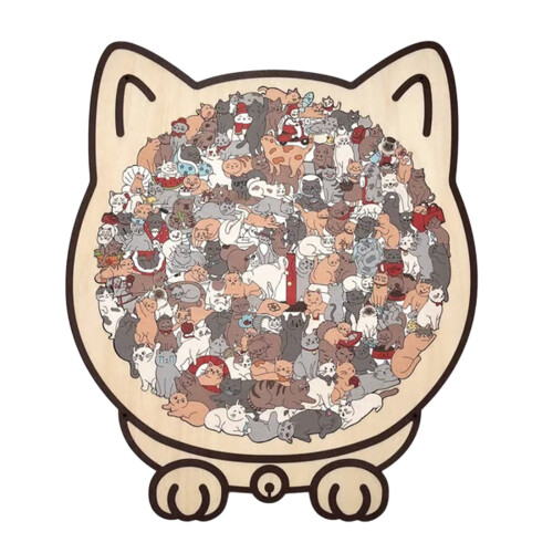 Morandi Cat-Shaped Wooden Jigsaw Puzzle 135 Pieces