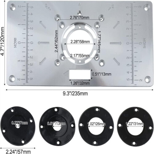 Router Table Insert Plate for Woodworking Benches with 4 2