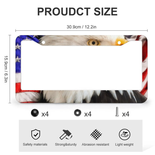 American Flag Eagle License Plate Frames Stainless Aluminum 2