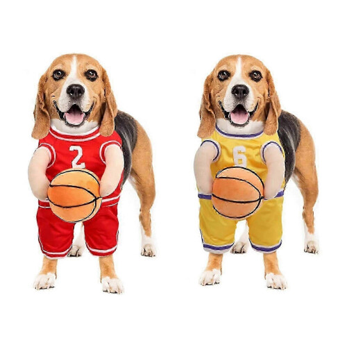 (Red, L) Costume da giocatore di basket per cani con palla per cani e gatti 1