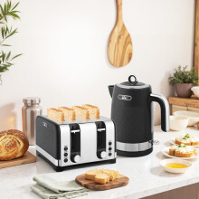 HOMCOM Kettle and Toaster Set with 3000W Rapid Boil, 4 Slice Toaster, Black