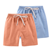 Kids Cotton Linen Shorts Blue 2-Pack 8-9 Years