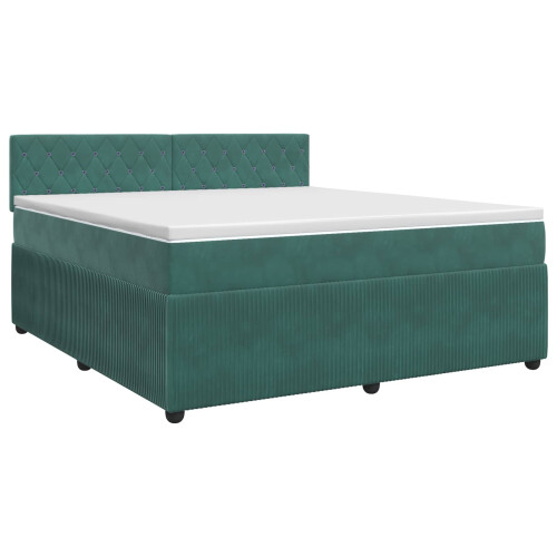VidaXL vidaXL Boxspringbett mit Matratze Dunkelgrün 180 x 200 cm Samt 1