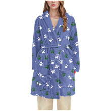 Women's Flannel Hooded Robe Dark Blue 2X