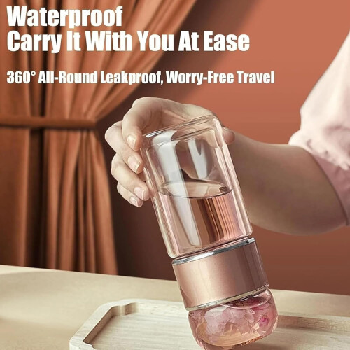Glass Tea Infuser Bottle Double Layered 3-in-1 1