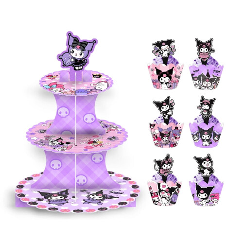 Kuromi Cupcake Stand Cardboard 3-Tier