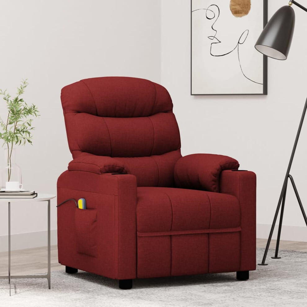 Photos - Massager VidaXL Massage Chair Wine Red Fabric 