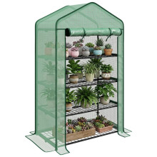 Four-Tier Mini Greenhouse, with Reinforced Plastic Cover