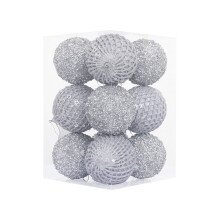 Glitter Shatterproof Christmas Ball Ornaments Silver 12PCS
