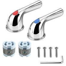 Shower Faucet Handles,for Danco 80023,Chrome Finish Hot and Cold Lever Handles,Included Adapters