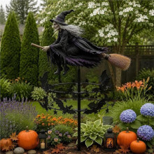 Halloween Heksijzer Weerhaan, Metalen Windindicator Waterdichte Dak Tuin Decor Ornament