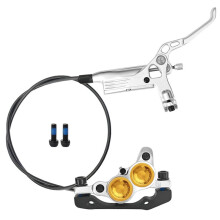 ZOOM Z4 4 Piston Hydraulic Disc Brake, for Mountain Bikes Enlarged Hydraulic Cylinders Brake Calipers (Front 950mm) Silver