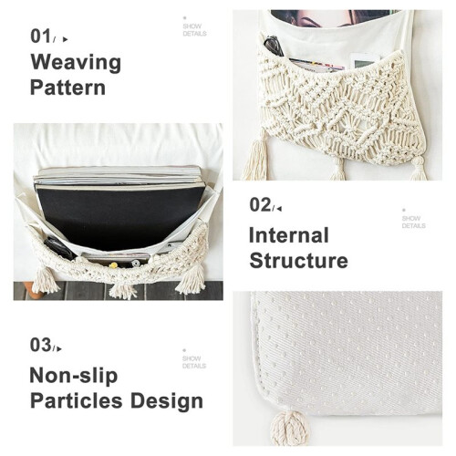 Macrame Couch Organizer - Stylish Remote Control Storage Bag for Sofa, Armchair, and Bedside Storage 2