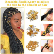 Conjunto de Joias Dreadlock & Loc de 262 Peças para Mulheres, Charms e Anéis de Cabelo Dourados e Prateados para Tranças, Ajustável
