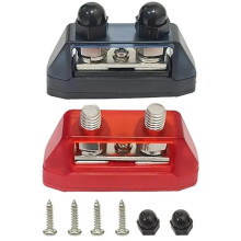 M10 Busbar Distribution Panel: Dual-Stud Battery Terminal Connector (Red/Black Screws)for Automotive & Marine
