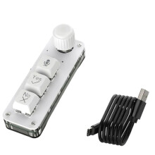AI Voice Macro Keypad 3 Keys Single Knob Mechanical Keyboard Wired Dual Connection Intelligent Input Keypad White