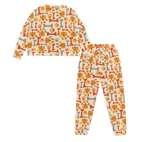 Women's Pumpkin Bone Print Sleepwear Set Soft 2-Piece 1