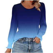Women's Long Sleeve Business Casual Blouse with Smocked