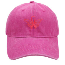Pink Ribbon Denim Baseball Cap Women Adjustable Cotton