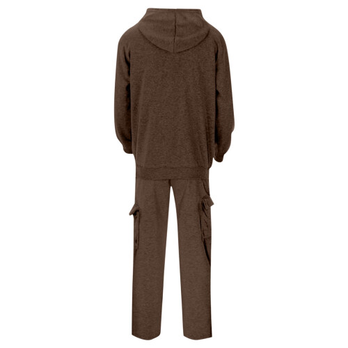 Men's Sweatshirt and Jogger Set Brown Small 2