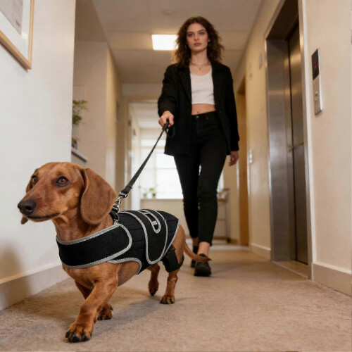 (M) Adjustable Small Dog Back Brace Spinal Support Harness for Walking Jogging Stairs Travel 2