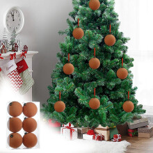 Velvet Ball Ornaments Coffee Color Set of 6 3.15 inch