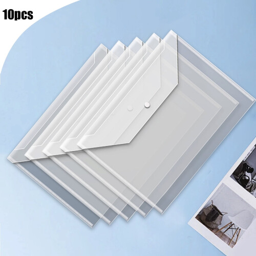 Clear Plastic Document Folders A4 Heavy Duty 10 Pack