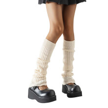 Leg Warmers for Girls Solid Color Knit with Lace Trim