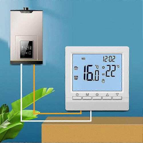 (White Backlight) Digital programmerbar termostat för gaspanna Intelligent rumstemperaturregulator Energibesparing 1