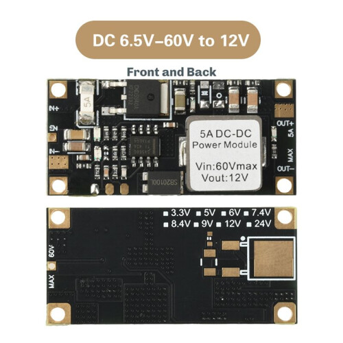 - 6.5V-60V to 12V Voltage Stabilizing Step-Down Module -Low-Profile Buck Converter Power Supply 1