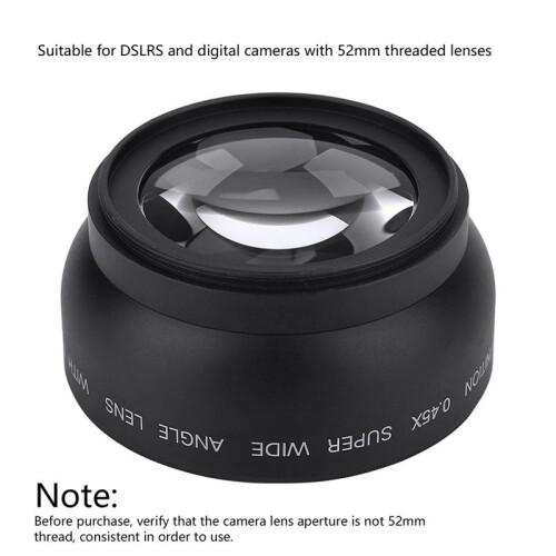 52mm 0.45X Wide Angle Universal Conversion Macro Lens for DSLRS and Digital Cameras 2