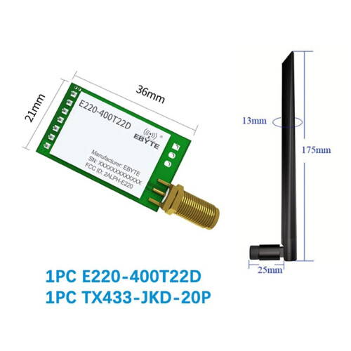 2X EBYTE E220-400T22D LoRa LLCC68 Draadloze Module 22 DBm Groot Bereik 5  SMA-K UART RSSI Zender/Ontvanger 433 MHz Antenne