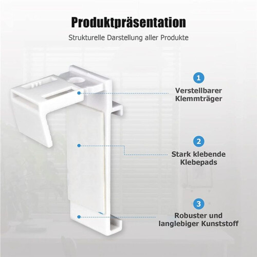 8PCS Clamp Support Bracket PVC Clamp Holder for Klemmfix Roller Blind, Double Roller Blind Replacement Part Accessories 2