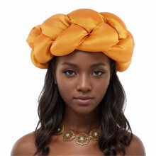 African Braided Hairband Adjustable Turban Cap for Wedding