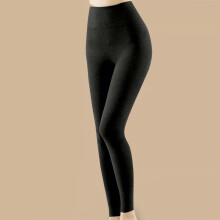 Women's High-Waisted Nylon Spandex Leggings Black L