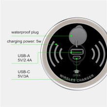 2X Built-in 60mm Desktop Waterproof Wireless Charger with USB C Type-C Charging