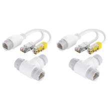 2X POE-Splitter 2-in-1 Netwerkkabelconnector, Drieweg RJ45-Connector, POE-Kabel voor IP-Beveiligingscamera