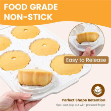 Jumbo Fluted Tube Pan with Metal Reinforced Frame, Silicone Nonstick Cake Molds 2Pcs for Chocoflan, Donuts, Cornbread