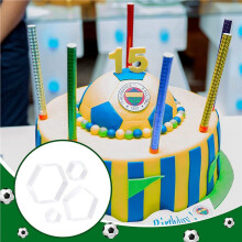16X Cortadoras de Galletas con Patrón de Fútbol, Cortadora Hexagonal de Fondant para Pastel de Fútbol para Cocina, Herramientas de Decoración de
