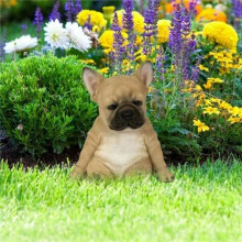 2X Bouledogue Français Sculpture Ornement Chien Statue Figurine ExtéRieur Jardin Décor Cadeau - Chien Assis