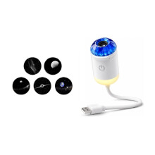 Dynamic 5d Holographic Night Light Projector Voice Control 2-in-1 Projector for Bedroom 360 Rotating 5 Films B