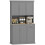 180cm Freestanding Kitchen Cabinet, Modern Storage Cupboard with Open Countertop, Drawer and 6 Doors, Grey 1