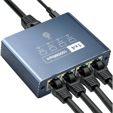 LAN för 1 Till 4 1000 Mbps Ethernet Splitter 4 Port Aluminium Gigabit för RJ45 med USB-C Strömkabel Nätverksplitter