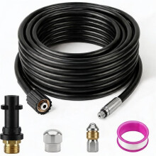 Ensemble de Tuyaux de Nettoyage de 15 Mètres, 240 Bars, Ensemble de Nettoyage de Tuyaux à 60C pour Nettoyeurs Haute Pression pour , K3, K4,