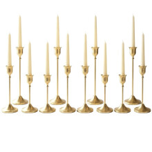 12 Pcs Gold Candlestick Holders, Vintage Metal Candle Holders Taper Candle Stands,for Wedding Tables Centerpieces Decor