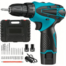12V Cordless Hammer Drill Set Electric Impact Driver Screwdriver 2 Battery