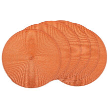 Round Braided Placemats Orange 15 Inch Set of 6