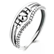 925 Silver Adjustable Anxiety Ring for Women Size 5